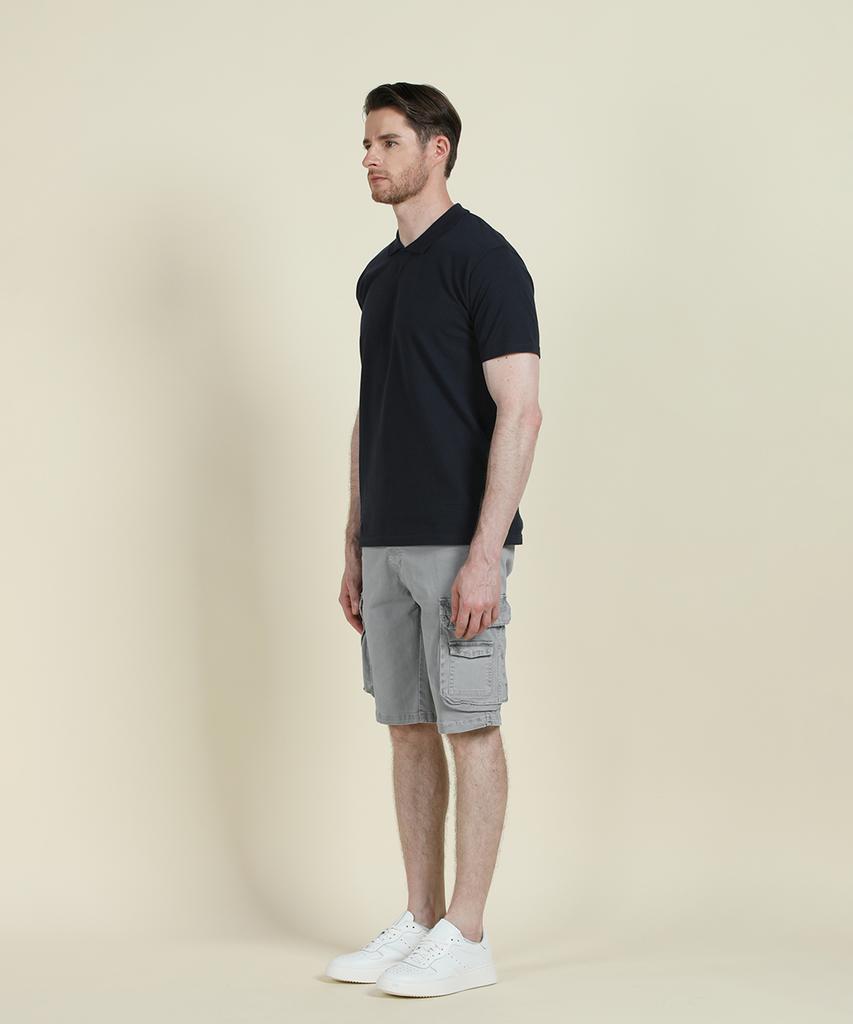 Panicalle Navy Johnny Collar Polo Shirt