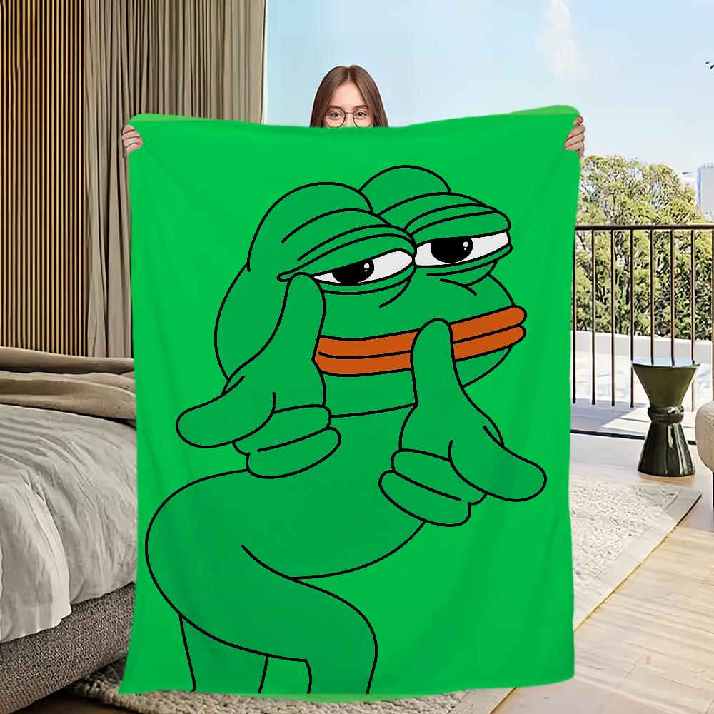 Смешной Мультяшный Арт Мем Лягушонок Пепе Домашний Фланелевый Теплый Уютный Мягкий Плюшевый Плед Для Дивана Гостиной Спальни Путешествий Подарок 30x40in
