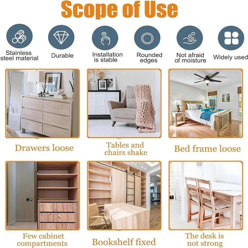 10Pcs Furniture Cabinet Partition Corner Braces Home Connector Tools L Shape Joint Corner Brackets