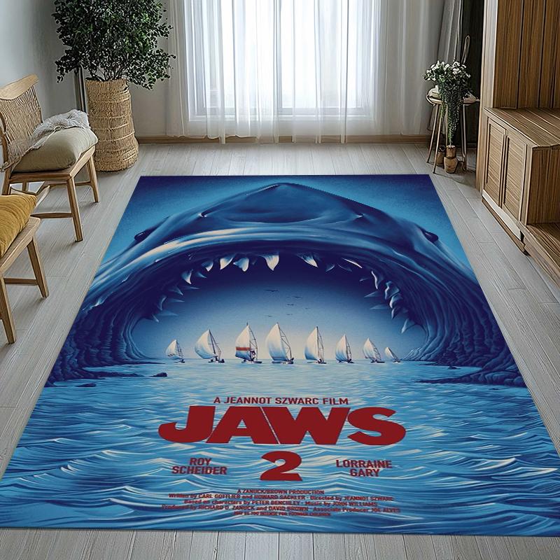 Horror Movie Jaws Shark Living Room Non-Slip Area Rug Soft Carpet for Bedroom Kids Playroom Sofa,Home Decor Doormat Gift