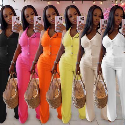 Women's Fashion Halter Strap Top & Long Pants Two-Piece Set: Casual European & American Style