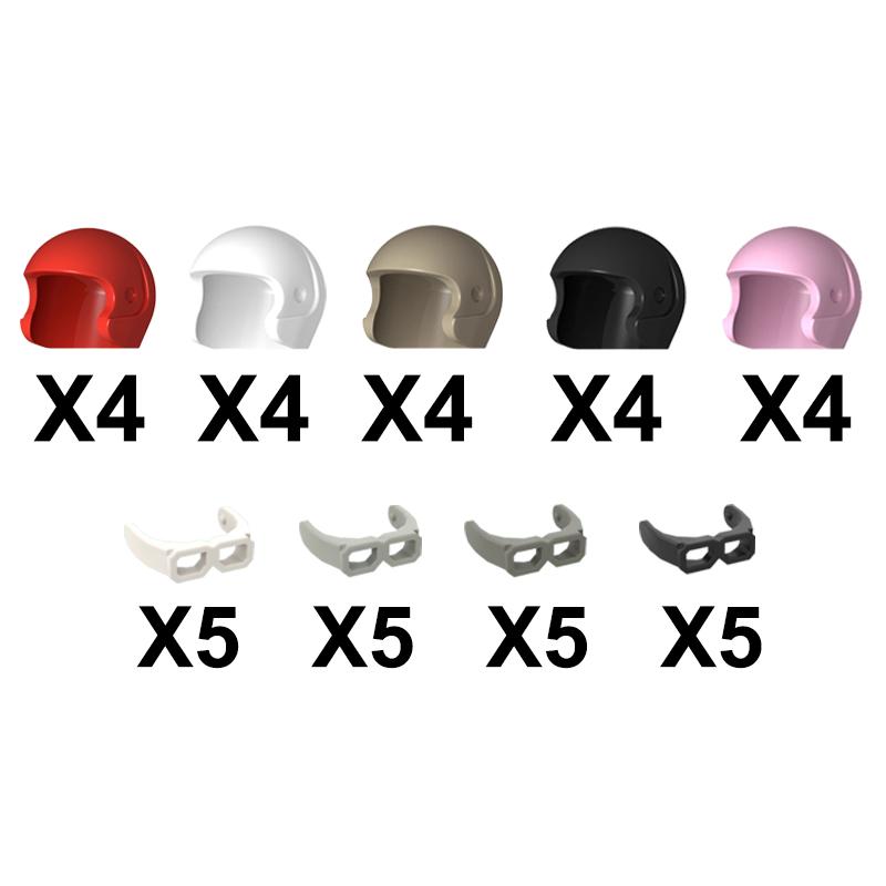 Military Soldier Figure Helmet Building Block Motorcycle Racing hat Cape cap Building Block Weapon Accessories Gift Toy Kid J052