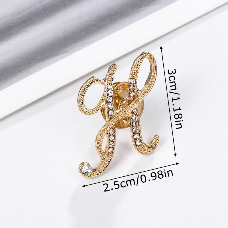 1PC Rhinestones Clothing Accessories Shirts Badge Gifts Lapel Pin Party Women's Brooches Dinner Letter Brooch Dress European A-Z