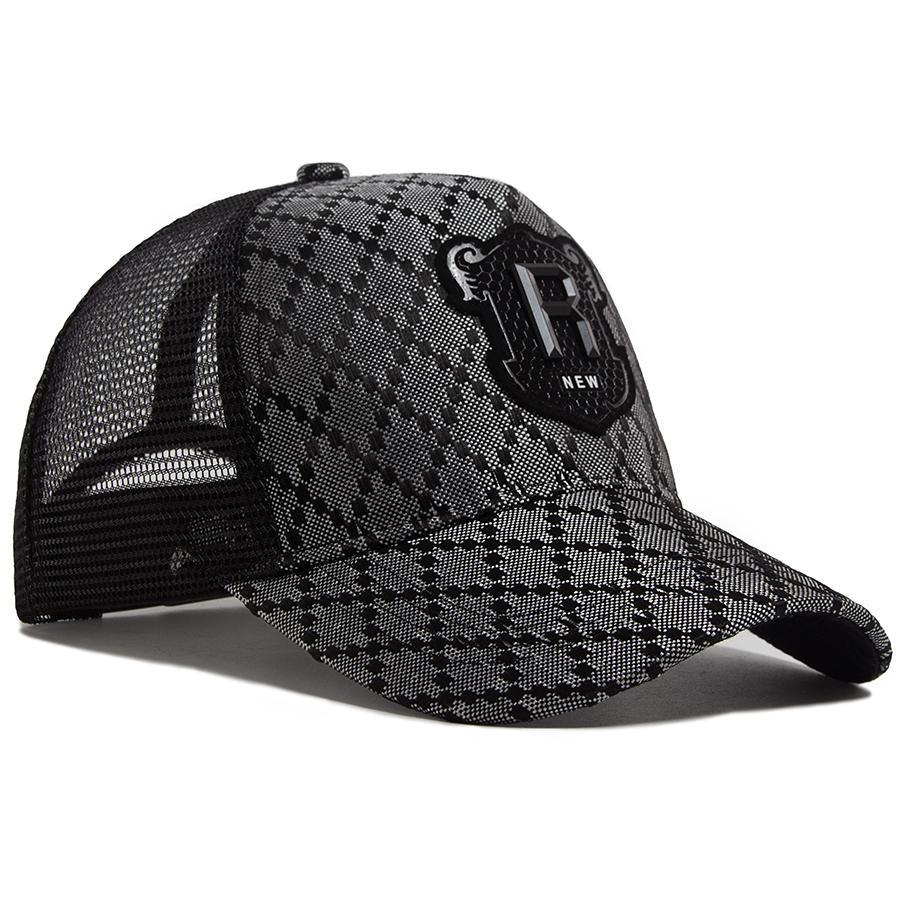 Men Baseball Cap R Label Grid 5 Panel Style Trucker Hat Hip Hop Mesh Caps Fashion Women Visor Casual Caps Summer For Unisex