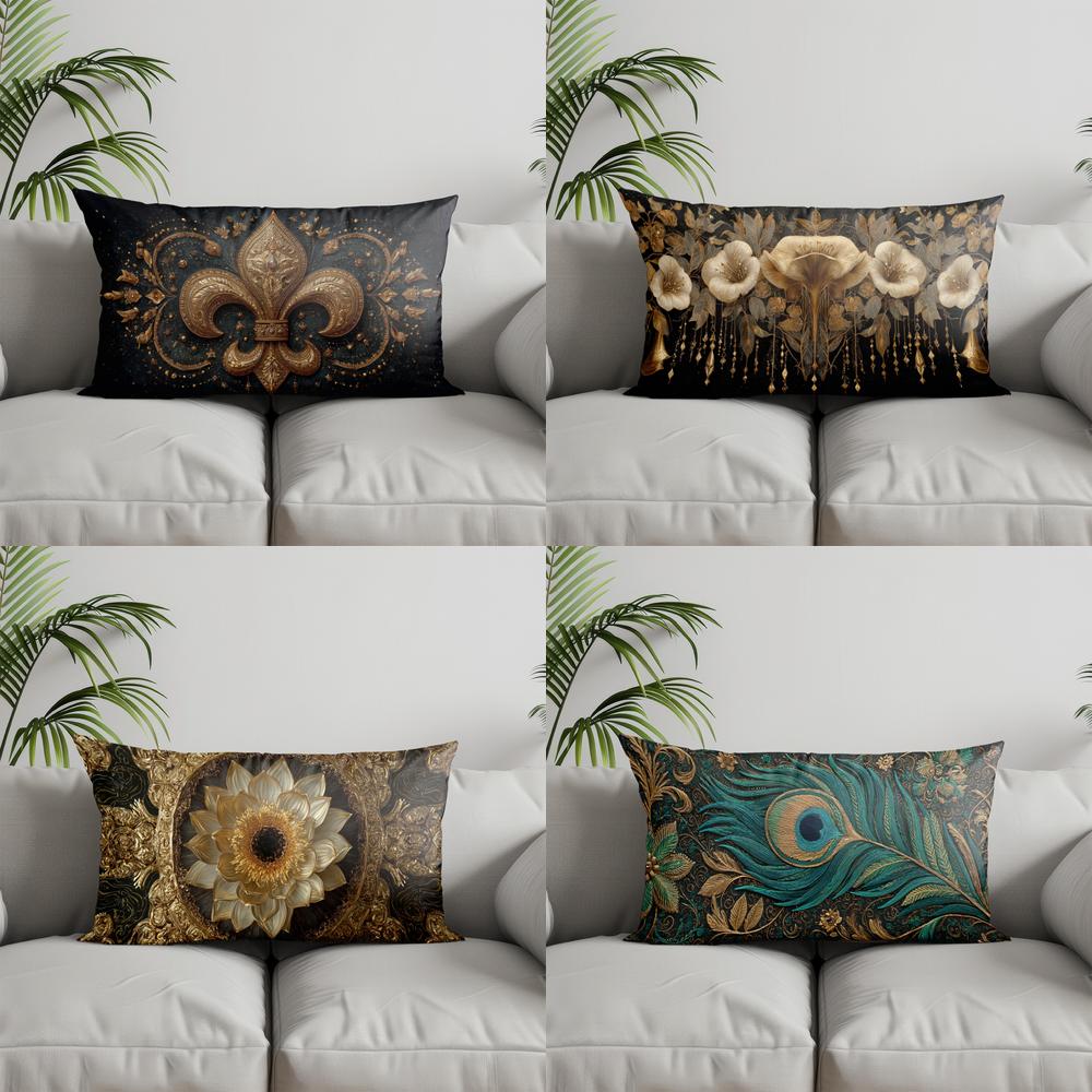 Home Decor Gorgeous Fleur-de-lis Pattern Pillow Suitable For Sofa Bedroom Car Pillow Cover Cushion Rectangular Back Cushion