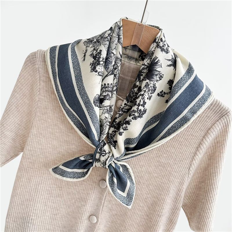 Fashion 70% Wool 30% Real Silk Scarf For Women Shawls Wraps Foulard Scarves Square Pashmina Female Hijab Bandana Kerchief 62Cm