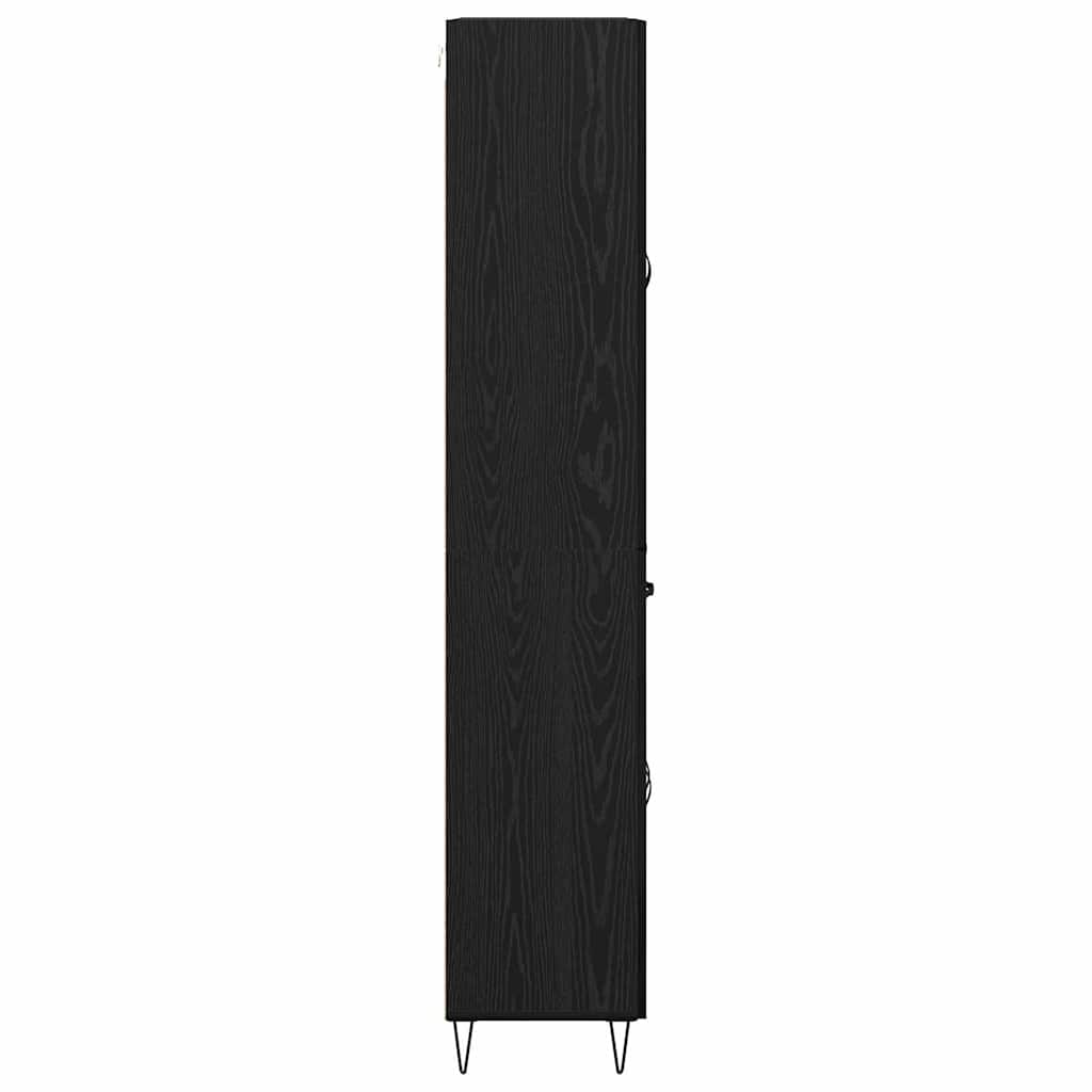 Highboard 2 pcs Black Oak Effect Engineered Wood and Glass