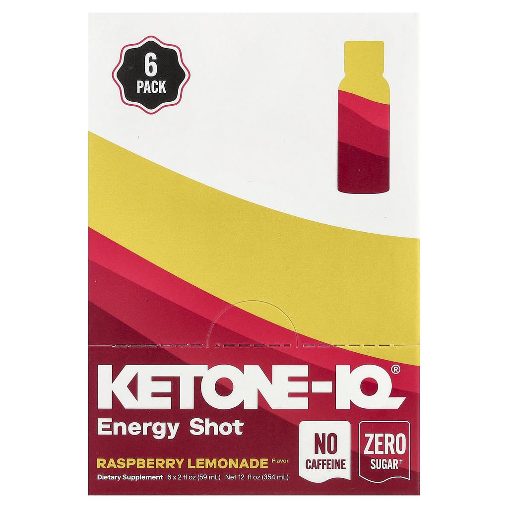 Ketone-IQ, Energy Shots, Raspberry Lemonade, Caffeine Free, 6 Bottles, 59ml (2 fl oz) Each