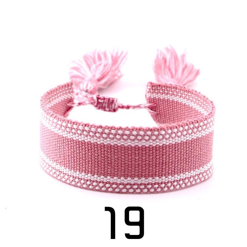 Women Fashion Jewelry Gift Colorful Decorative Pattern Embroidered Handmade Woven Bracelet Bohemian