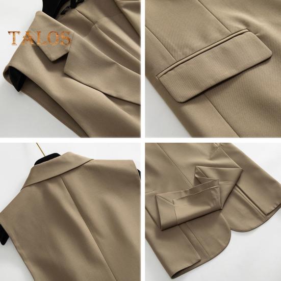 Dámská obchodní vesta s rozepínací límec na jeden knoflík zapínání bez rukávů střední délka formální kancelářský oděv jednobarevný cardigan vesta do práce