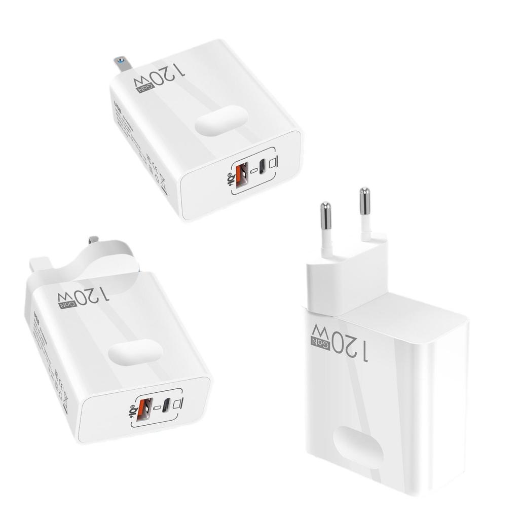 GaN 120W Ultra-Fast Charger, 65W A+C Plug EU/UK
