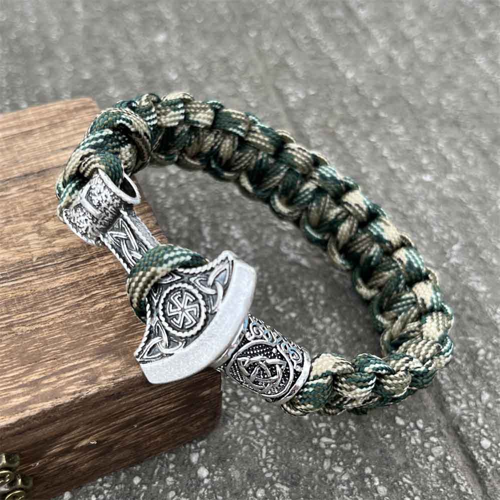 Ручная работа скандинавский топор славянский оберег Коловрат браслет из паракорда викинги рунические бусины аксессуары DIY 19cm