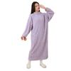 Women's Mock Neck Cable Knit Fleece Nightgown, Winter Warm Long Plush Sleep Dress with Big Pockets, Loose Cozy Loungewear