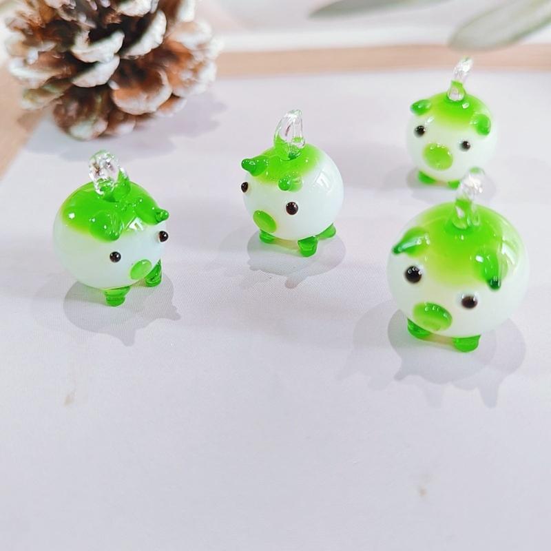 Glass Pigs Pendant Crystal Glass Animal Pigs Charm Cartoon Pig Hanging Charms for DIY Jewelry Keychain Chokers Making