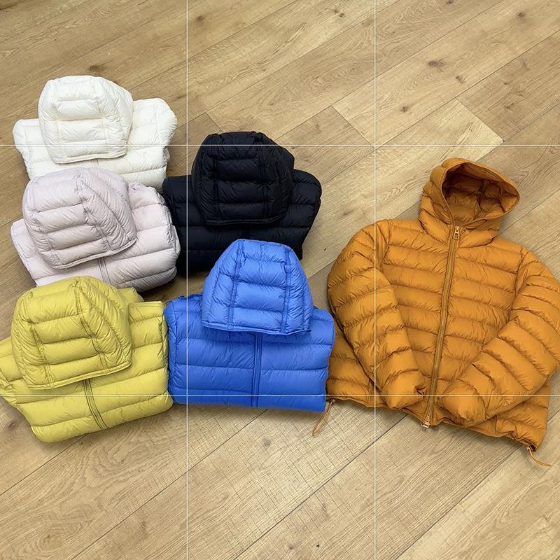 White duck down ribs hooded down jacket women's winter fashion lightweight small thin coat tide