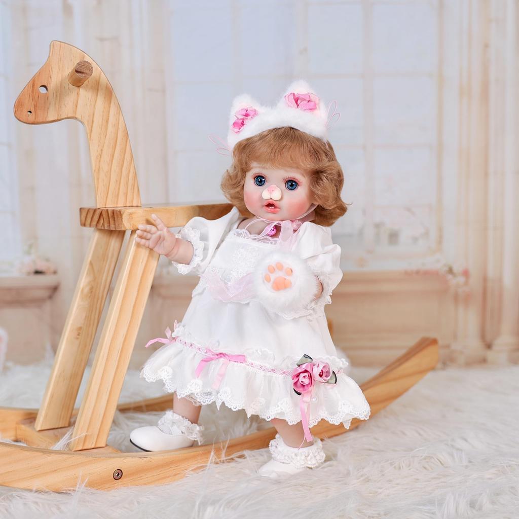 Cloveray 45cm Blue Eyes Reborn Baby Doll with Changeable Cute Vinyl Doll Birthday Gift 18-inch Clothes, Toy, (Name Elowen)