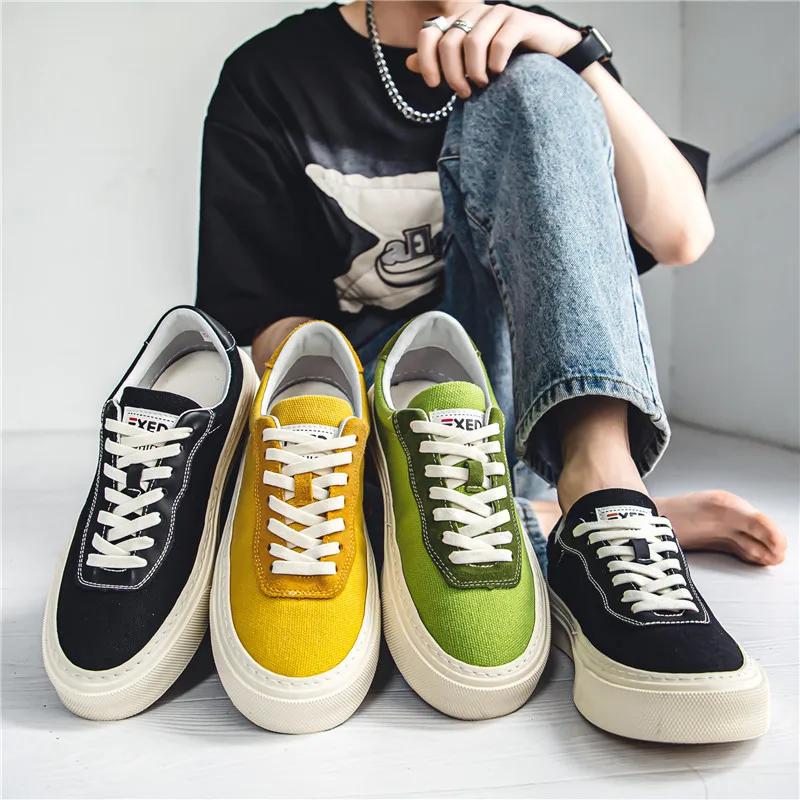 2025 Spring New Shoes for Men Canvas Casual Shoes Fashion Color Flat Skateboard Shoes Youth Cool Lace-up Sneaker