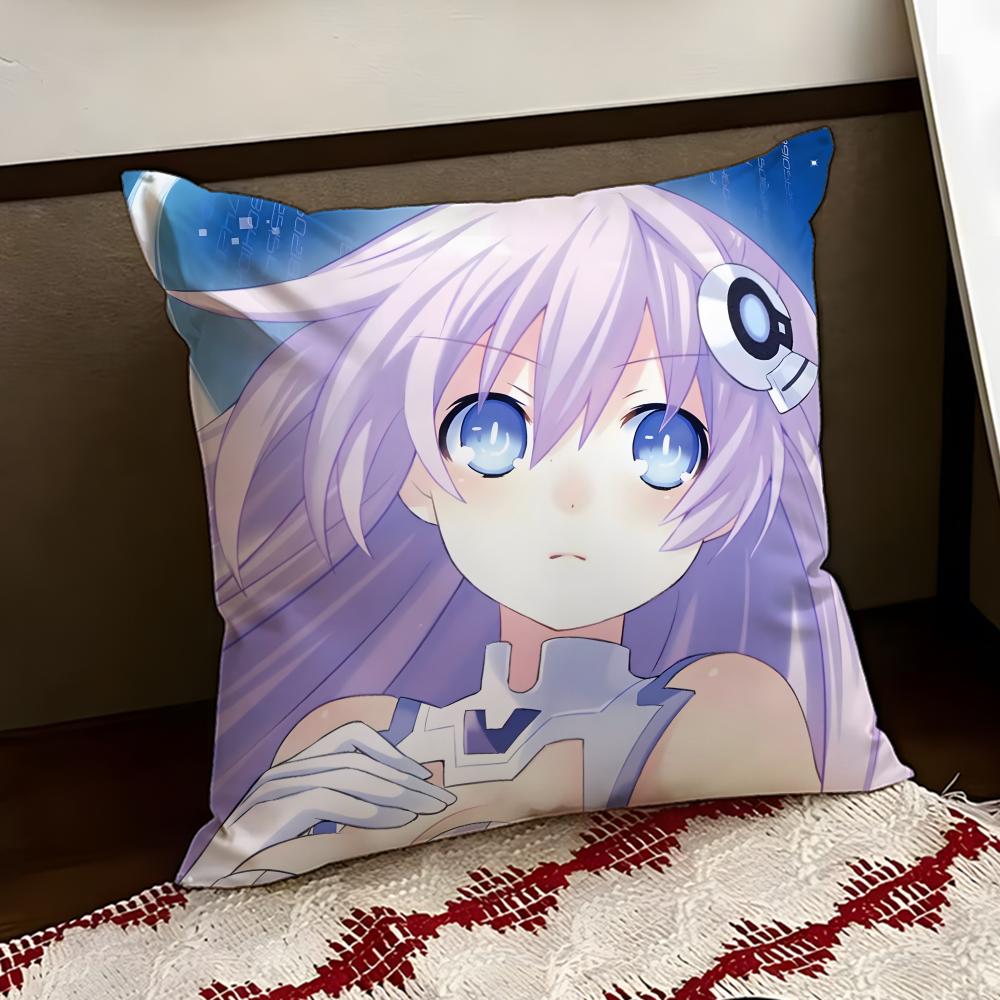 Hyperdimension Neptunia Cute Cushion Cover Reversible Soft Durable Pillow Cover Home Car MultiScene Use for Daily Comfort