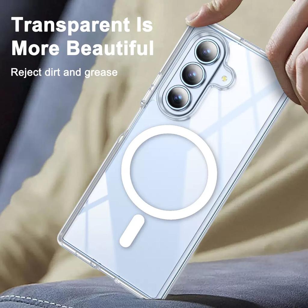 High Definition Anti Yellowing Crystal Clear Acrylic Full Protection Magnetic 2 Thick PC Phone case for Samsung Z Fold 7 5 4 3