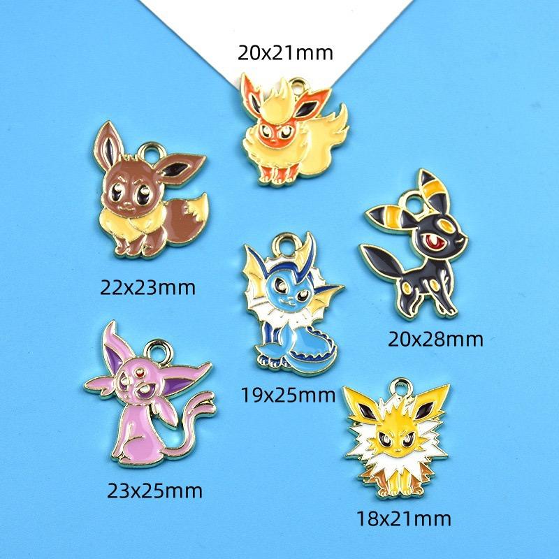 6pz Ciondoli Smaltati Personaggi Pokemon Pendente per Orecchini per Portachiavi Fai da Te Collana Accessori Gioielli in Metallo Cartone Animato Anime