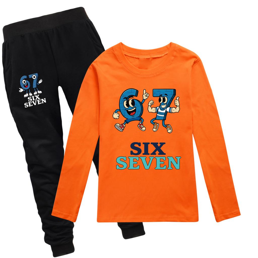 5225 Kinder Jungen Mädchen Steal a Brainrot 67 Print T-Shirt Hose Kleidung Set