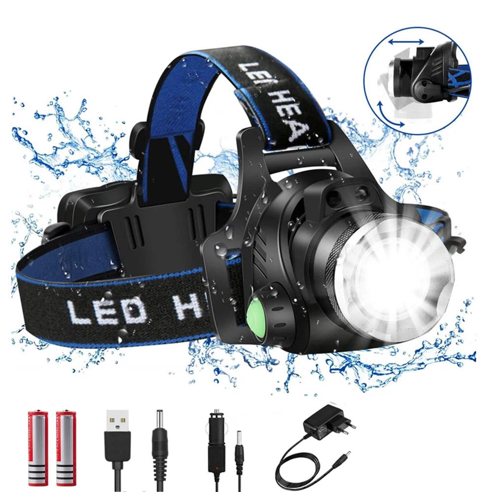 D5 LED Headlamp Zoom Headlight Head Lamp Light Rechargeable Head Flashlight Torch Waterproof 18650 Camping Fishing Work Lantern