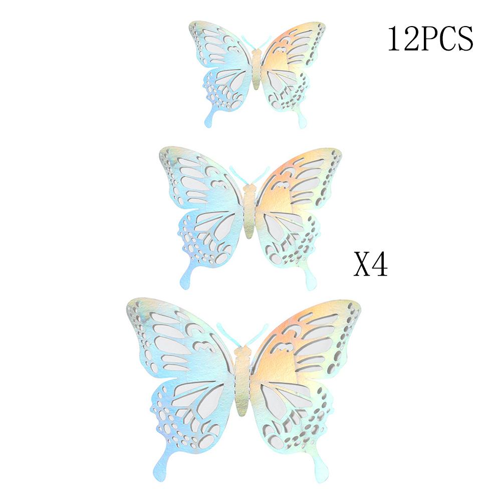 12Pcs Fashion 3D Hollow Butterfly Creative Wall Sticker Gold Butterfly Decorations for Butterfly Birthday Paper Butterfly