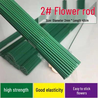 No. 2 Handmade Green Artificial Flower Stem with Glue-Coated Floristry Wire