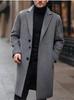 Men's Long Woolen Lapel Collar Overcoat