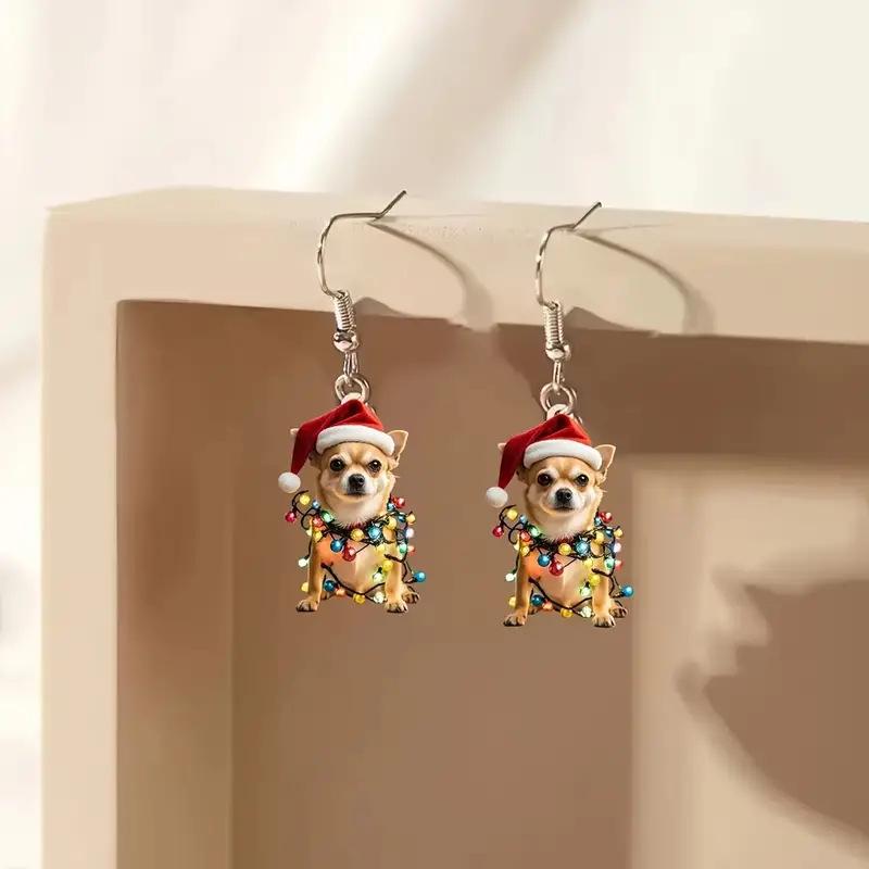 Adorable Christmas Puppy Earrings for Animal-Loving Girls