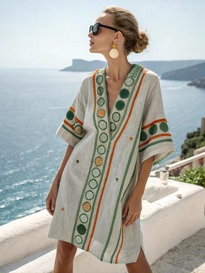 Y vacation bikini blouse sunscreen printed beach skirt European and American new models