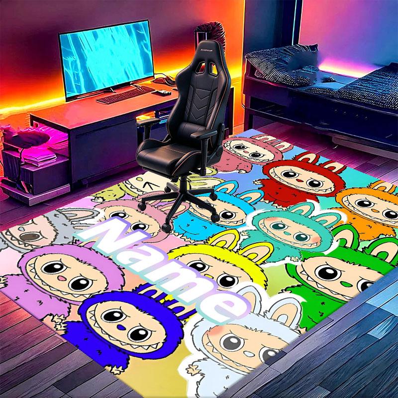 Custom Name Personalized Labubu Print Carpet, Versatile Home Decor Rug, for Playroom, Apartment, Balcony, Entryway, Hallway Gift