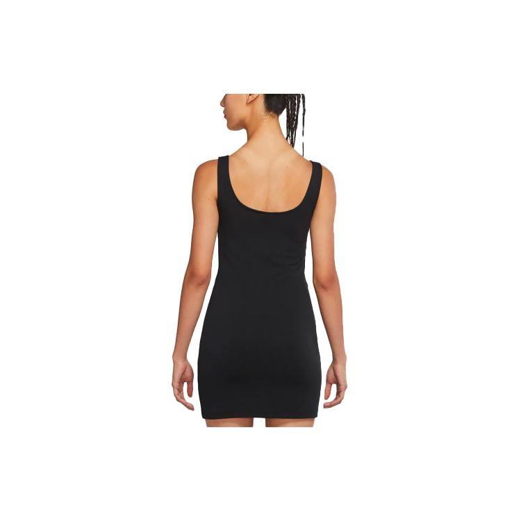 Nike Air Solid Color Casual U-Neck Zip Breathable Knitted Sleeveless Dress Women Dresses Black DM6459-010