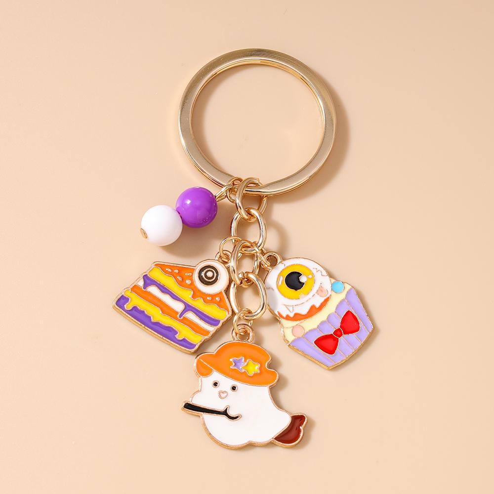 New Enamel Halloween Keychain Ghost Bat Key Ring Pendants for Women Girls Handbag Decor DIY Keychain Halloween Gift
