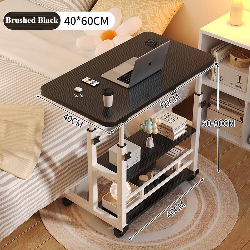 Mobile Portable Desk Adjustable Height Study Table with Storage Shelf Bedside Desk for Working Eating OPTIONAL USB Fan & Light