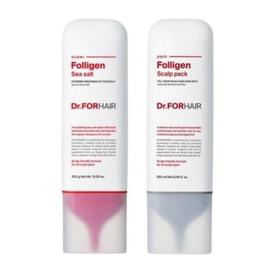 Dr.FORHAIR Folligen Meersalz Kopfhaut-Peeling 300g & Kopfhaut-Maske 250ml – Tiefenreinigung der Kopfhaut, Talg- & Ablagerungs-Pflege, Haarausfall-Linderung Funktionelle Kosmetik