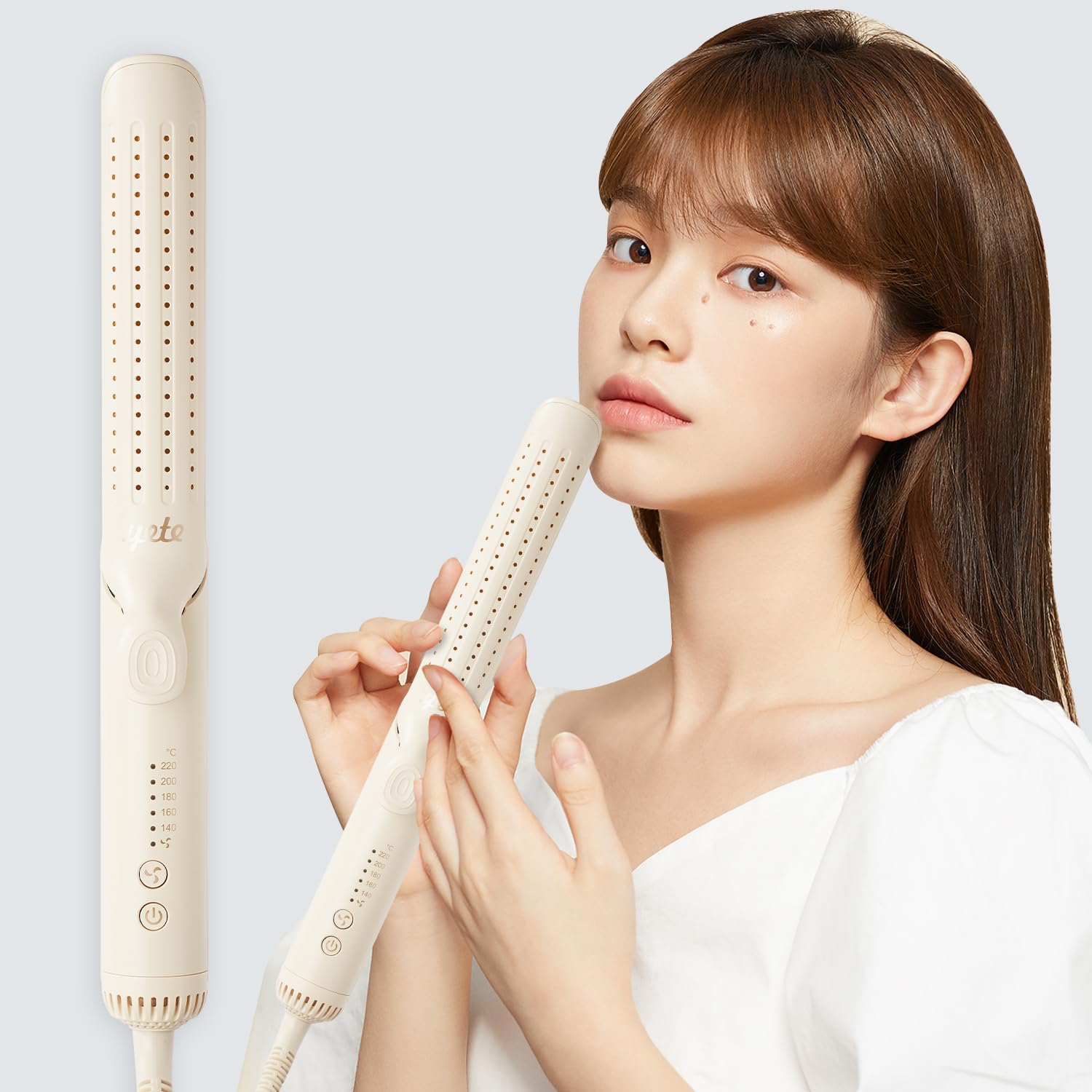 

Yete Hair Iron 2WAY Hair Care Hair Iron Cold Air Technology 160 Cold Air Outlets 5 Level Temperature Control Hair Arrangement Straight Curl Overseas