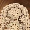 Lot de 2 nappes de salle à manger ovales en dentelle au crochet, nappe vintage faite à la main avec bordure en coton au crochet et fleurs