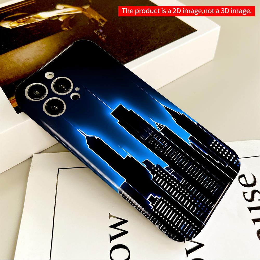 Neon Skyline Cityscape Phone Case All Inclusive Film Hard Phone Case, Compatible with iPhone 18 Pro Max 17 16 15 14 13 12 11