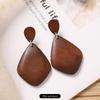 Vintage brown coffee wood stud earrings niche Maillard exaggerated round earrings earrings earrings women