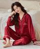 Year of the Rat Red Heart Couple Pajamas - Soft, Colorfast Ice Silk Jacquard for Weddings