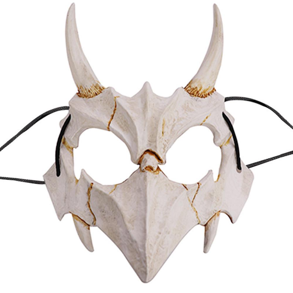 Halloween Horror Skull Mask Animal Bone Teeth Skull Horror Half Face Cover Halloween God Tengu Cosplay Costume Props Decoration
