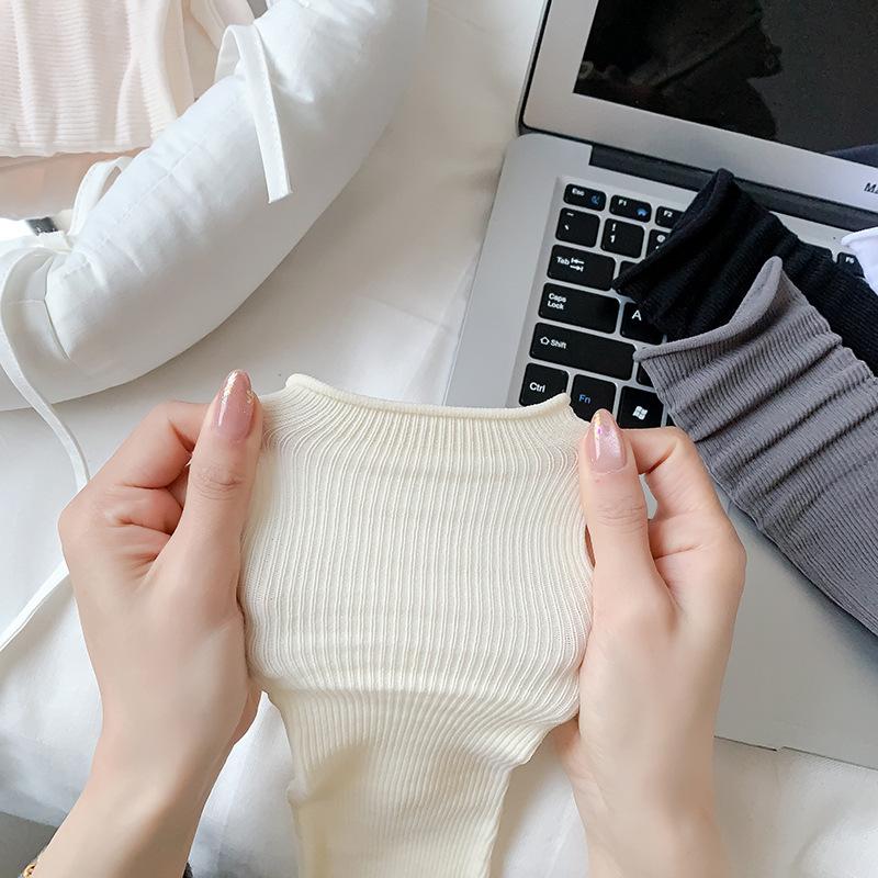 Women's Summer Thin Pure Color Ice Silk Breathable Long Tube Pile Socks