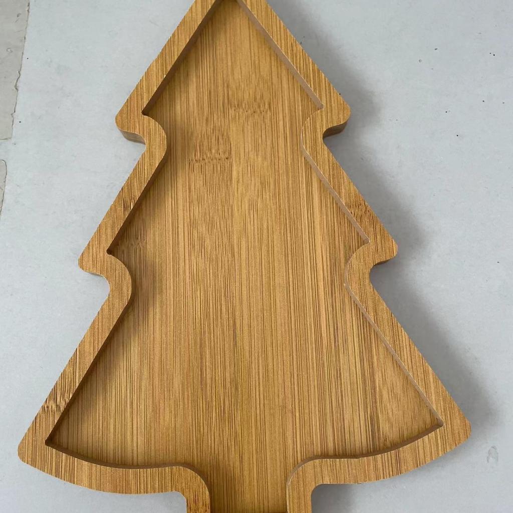 Wooden Christmas Tree Plate Antler Shaped Wooden Tray Christmas Decoration Steak Plate Dessert/snack/fruit/cookie Pizza Tray