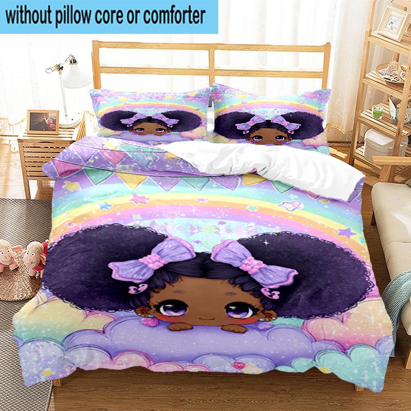 3PCS Black Princess Magic Celebration 3pcs Bedding,Including 3PCS Duvet Cover And 2pcs Pillowcases Perfect for Christmas,Ideal for Bedroom, Dormitory
