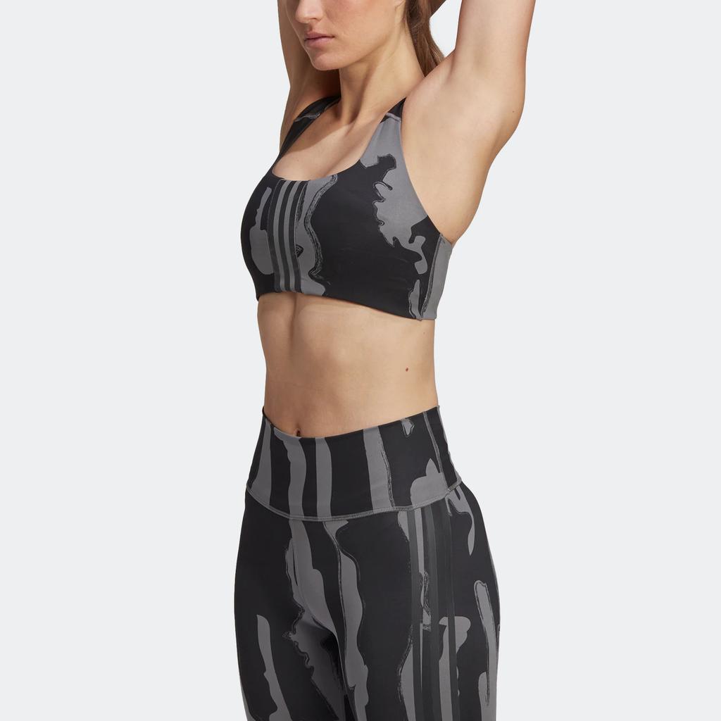 Adidas Thebe Magugu Training Classic Three Stripes Fixed Strap Sports Bra Women Underwear Gray HN7866