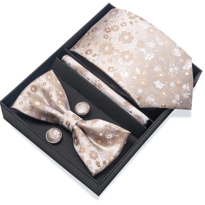 Set de 6 piezas, Corbata de Vestir de Negocios 8 cm Corbata para Hombre Set de Pajarita Caja de Regalo.