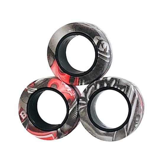 

3 шт. магнитные кольца для снятия стресса, игрушка с гладкой поверхностью, портативные кольца для взрослых, тревожные кольца-спиннеры красный черный