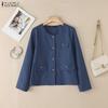 Women Classic Round Neck Loose Long Sleeve Casual Blouse