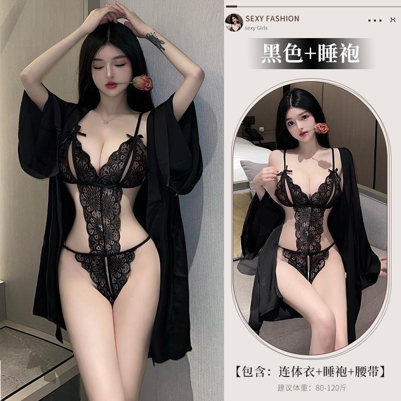Sexy lingerie lace open crotch free onesie sexy temptation uniform perspective hollow pajamas